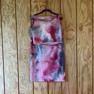 Pink tie dye skirt set